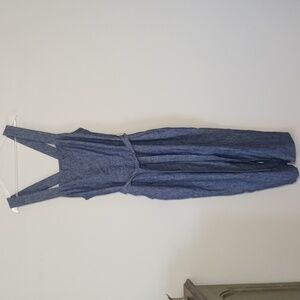 Banana Republic Linen Blend Wide-Leg Jumpsuit Denim Blue, Size 12